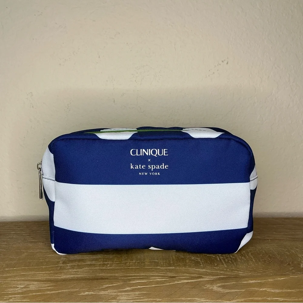 Clinique x kate spade White & Navy Cosmetic Bag